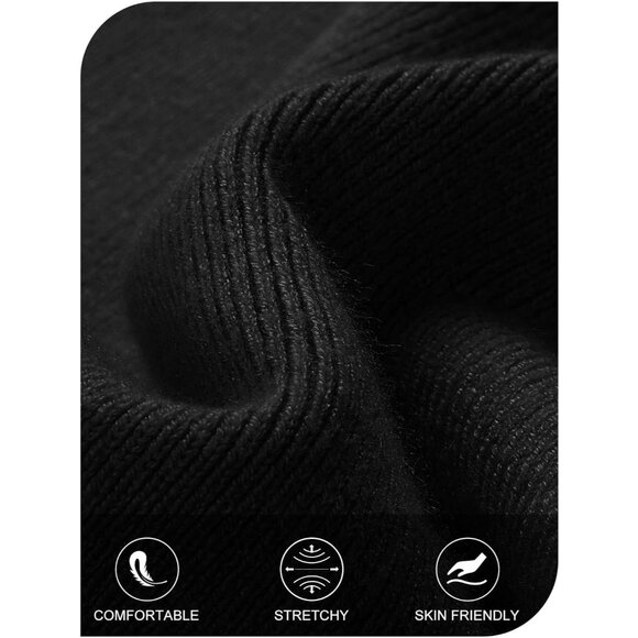 Merokeety Women's Black Off Shoulder Long Sleeve Elegant Bodycon Midi Dress - Picture 5 of 9